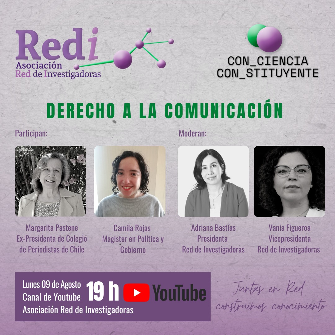 Asociación Red de Investigadoras invita al conversatorio “Derecho a la Comunicación”