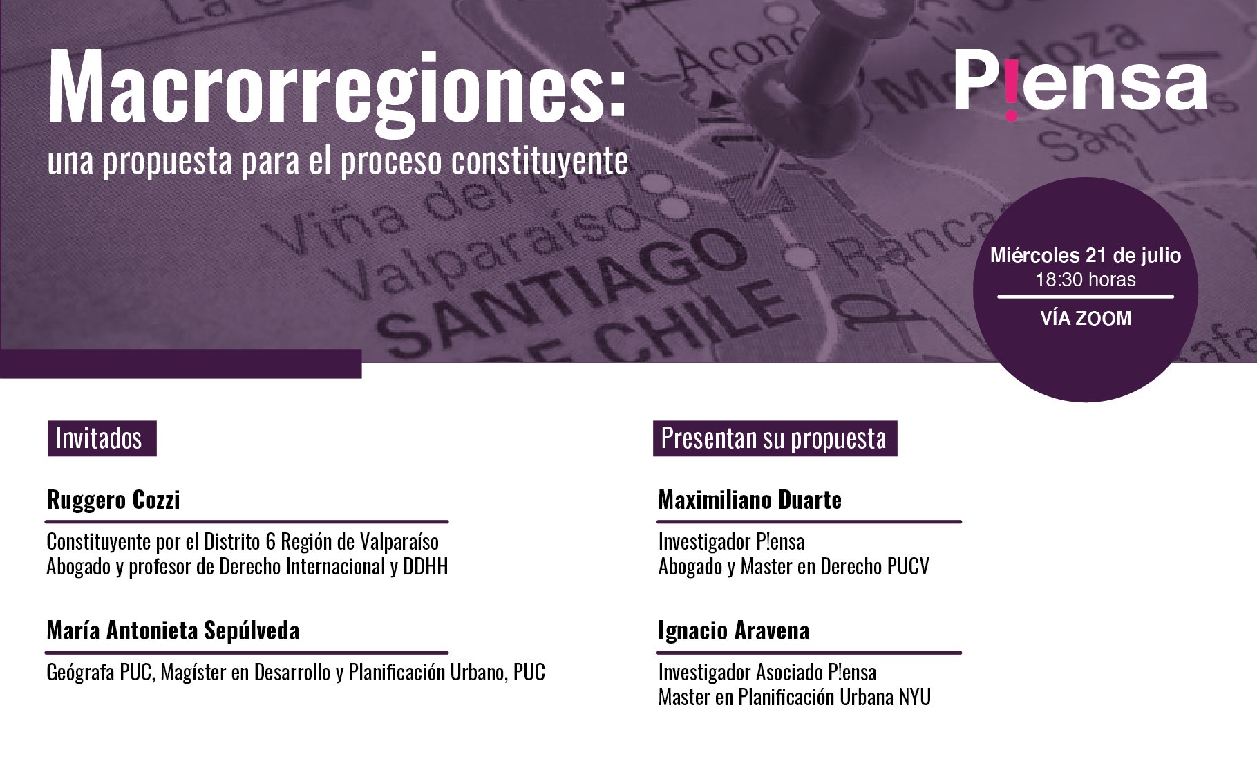 Fundación P!ensa invita a la presentación del informe “Macrorregiones: una propuesta para el proceso constituyente”