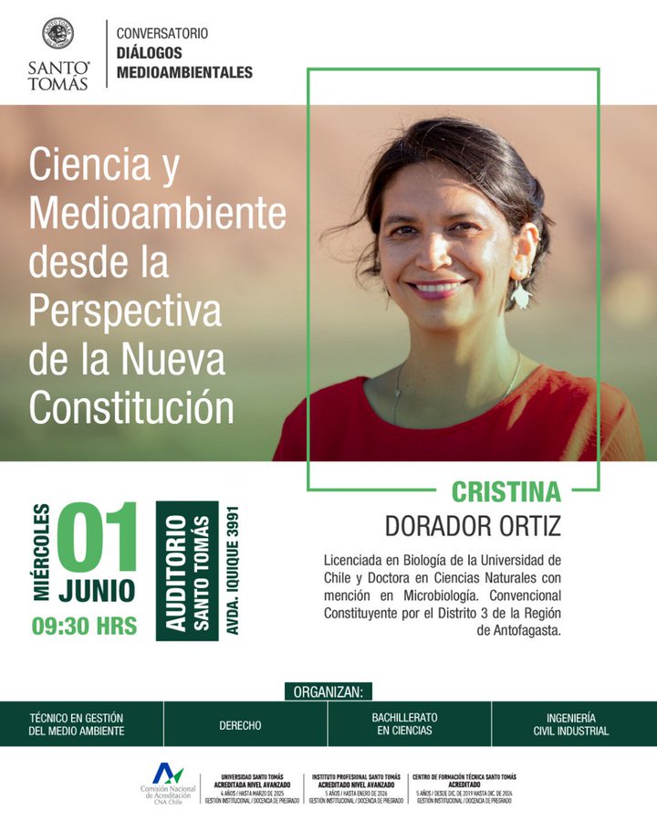Convencional Constituyente del Distrito 3, Cristina Dorador participará de Conversatorio Diálogos Medioambientales en la Universidad Santo Tomás sede Antofagasta