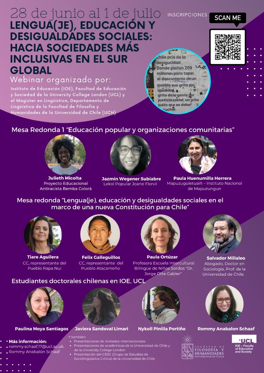 Seminario web “Lengua(je), educación y desigualdades sociales: hacia sociedades más inclusivas en el Sur Global”