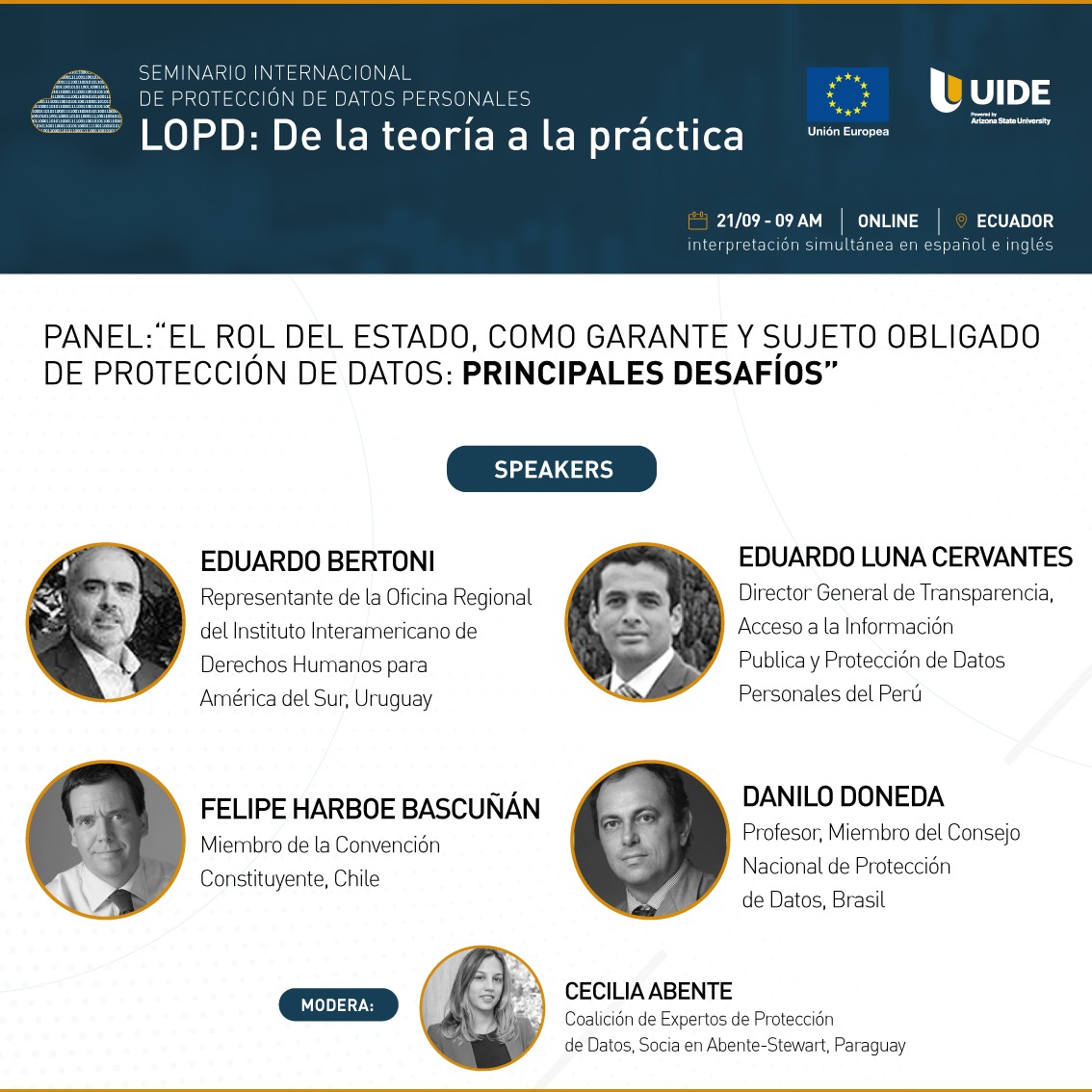 La delegación de la Unión Europea en Ecuador invita a seminario sobre el rol del Estado en la protección de datos